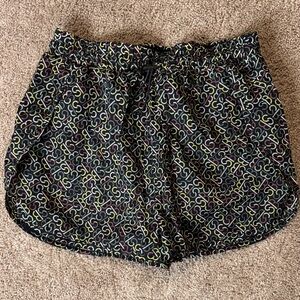 Sweaty Betty Black with Yellow and Red Pattern Athletic Shorts